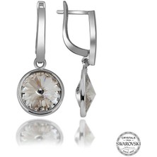 Fumeyabi Swarovski Crystal Taşlı Gümüş Beyaz Sallantılı Kadın Küpe