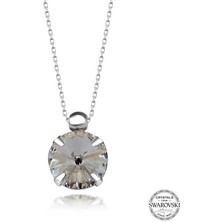 Fumeyabi Swarovski Crystal Taşlı Tektaş Gümüş Kadın Kolye