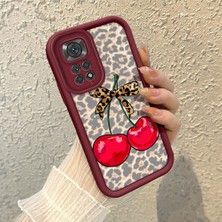 HONTINGA Xiaomi Redmi Note 11S ile Uyumlu Kılıfı Düşüme Önleyici Basitlik Anti Düşme Kamera Korumali Pardalı Desen Bordo Yumuşak Silikon Telefon Kılıfı K2-7187