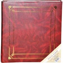 Angelphoto  50 Yaprak [100 SAYFA]-31X32 cm Ciltbezli Yapışkanlı Fotoğraf Albümü(Bordo)