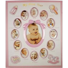 Angelphoto  240'LIK Bebek Fotoğraf Albümü 12 Ay Fotoğraf Çerçevesi Bebek Albümü Pembe