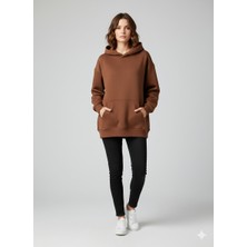Kahverengi Kapüşonlu Sweatshirt
