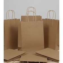 e ERTA Burgu Saplı Kraft Çanta 25X31 cm 25 Adet Hediye Poşeti , Hediye Paketi , Kraft Kağıt Çanta