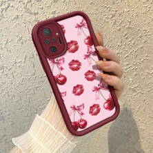 HONTINGA Xiaomi Redmi Note 10 Pro ile Uyumlu Kılıfı Düşüme Önleyici Basitlik Anti Düşme Kamera Korumali Şirin Vişne Desen Bordo Yumuşak Silikon Telefon Kılıfı K2-7185