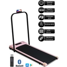 Feyza Design Pembe Bluetoothlu Uygulamalı Uzaktan Kumandalı Yürüme ve Koşu Bandı