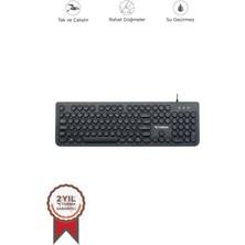 Angelphoto  Tk-09 Siyah Retro Daktilo Görünümlü Kablolu Q Klavye