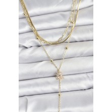 Pirinç Gold Renk Kutup Yıldızı Model Detaylı 3'lü Kombin Y Kadın Ke