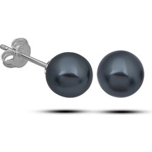 Fumeyabi Gümüş Mayorka Siyah Inci 7 mm Kadın Küpe