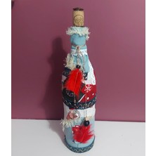 Es Dekor Yılbaşı El Yapım Şarap Şişe El Eşşiz Sanat Zanaatkar Güzellik Temalı 1 Adet