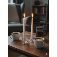 MumKusag 2'li Paket Beyaz Şamdan Mum  (Hediye 2 Adet Şamdan)