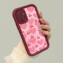 HONTINGA Xiaomi Redmi Note 10 Pro ile Uyumlu Kılıfı Düşüme Önleyici Basitlik Anti Düşme Kamera Korumali Şirin Vişne Desen Bordo Yumuşak Silikon Telefon Kılıfı K2-7185