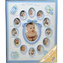 Angelphoto  240'LIK Bebek Fotoğraf Albümü 12 Ay Fotoğraf Çerçevesi Bebek Albümü Mavi