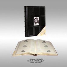 Angelphoto  10X15CM 300'LÜK Anı Yazma Bölümlü [memo] Deri Lüks Fotoğraf Albümü Siyah
