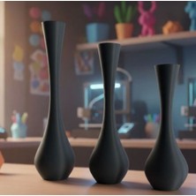 3D Boyuthane Zarif Duruş – Dekoratif Vazo Seti (3’lü)