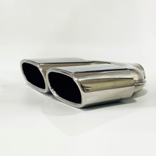 Defne Egzoz 120 x 65 mm Geniş Oval Çiftli Boş Kesik Uçlu Egzoz - Egzos - Egsoz Krom Kaplama Uç