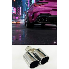 Defne Egzoz 90 mm Çift Boş Egzoz Ucu Düz Egzos Krom Kaplama Egsoz Ucu Tüm Araçlar 90 Lık