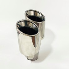 Defne Egzoz 100 mm Çiftli Dolu Egzoz Ucu Krom Kaplama Egzos Ucu Her Araca Uyumlu 100 Lük Egsoz Ucu