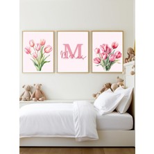 Sıcak Atölye Çocuk ve Bebek Odası 3'lü Çerçevesiz Poster Seti - Isme Özel Seri