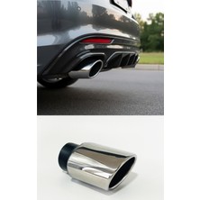 Defne Egzoz 90X72 mm Büyük Oval Kesik Boş Egzoz Ucu Krom Uçlu Egsoz Ucu Her Araca Uyumlu Egzos Ucu