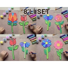 Casey Store 8'li Kendin Yap 3D Vitray Çiçek Boyama Seti - Yaratıcı Hobi ve Aktivite Kiti