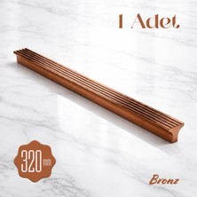 Badem10 Foça Çizgili Bronz Çekmece Kulp 320 mm Modern Metal Dolap Kulbu Mutfak Banyo Gardırop