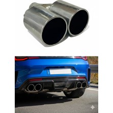 Defne Egzoz 120 mm Çiftli Boş Krom Kaplama Egzoz Ucu Her Araca Uyumlu Universal 120 Lik Egzos Ucu - Egsoz Ucu