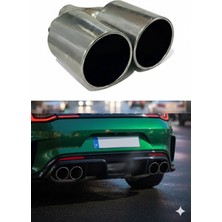 Defne Egzoz 100 mm Çiftli Boş Krom Kaplama Egzoz Ucu Her Araca Uyumlu Universal 100 Lük Egzos Ucu - Egsoz Ucu