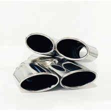 Defne Egzoz Slk Çiftli Iki Açılı Kesik Boş Egzoz Ucu Takımı Tüm Araçlara Uyumlu Egzos Ucu Krom Egsoz Ucu