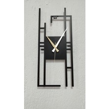 PremiumPort Şık Siyah Metal Dikdörtgen Duvar Saati 70X30 Cm, Ev ve Ofis Dekoru
