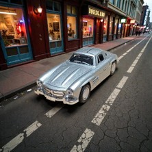 Nostaljik Lezzetler Mercedes-Benz 300 Sl Gri Metal Çek Bırak Model Araba