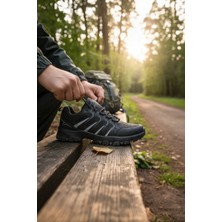 Enoch Erkek Siyah Gri Su Geçirmez Outdoor Trekking ve Doğa Yürüyüş Ayakkabısı