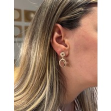 Sahi Design Atelier Xuping Vip Küpe - Xuping Zirkon Taşlı Gold Pembe Model Xuping Çivi Küpe Kararmaz Solmaz