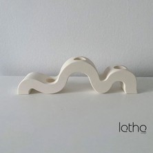 Lethe Studio Design Dalga Formlu 3’lü Beton Şamdan Mumluk, Minimalist Dekoratif Masa Üstü Mumluk