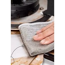 Gampus 3 Adet Ince Telli Bulaşık Bezi Yag ve Kir Sökücü Bez Tel Çizmez Bulaşık Teli Çelik Bez 20X20