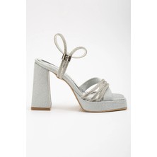 Miss Zülüf Kadın Taş Bieli Simli Malzeme Topuklu Sandalet