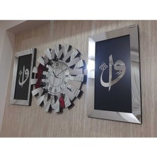 PremiumPort 3'lü 3D Piyano Model Duvar Saati, Aynalı Pleksi, Gümüş Elif Vavür