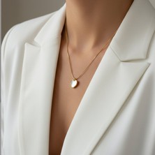 Lente Aksesuar Çelik Sedefli Minimal Kalp Kolye