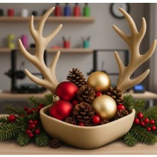 3D Boyuthane Geyik Boynuzlu Dekoratif Kase