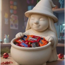 3D Boyuthane Neşe Cadısı – Dekoratif Şekerlik & Saklama Kasesi