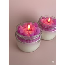 MumKusag Pembe Kalpler Süslemeli Cam Mum