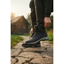 Enoch Erkek Siyah Mavi Waterproof Kürklü Outdoor Trekking ve Doğa Yürüyüş Botu