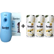 Garden Oda Kokusu Hava Temizleyici Otomatik Makine+ Beyaz Gül Kır Bahçesi Oda Spreyi 260 ml x 3 Adet