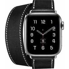 Alstrap Apple Watch 11-10(46MM) 9 8 7(45MM) 4 5 6 SE(44MM) Uyumlu Pu Deri Kordon Double Tour Premium
