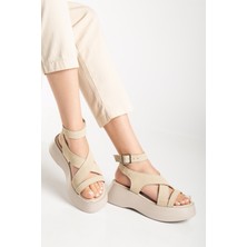 Miss Zülüf Kadın 5 cm Topuk Hafif Taban Dolgulu Sandalet