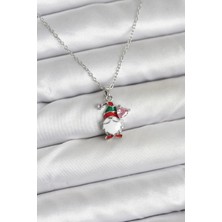 Eco Lounge 316L Çelik Zincir Gümüş Renk Yılbaşı Teması Kadın Kolye