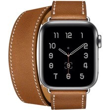 Alstrap Apple Watch 11-10(42MM) 9 8 7(41MM) 4 5 6 SE(40MM) Uyumlu Pu Deri Kordon Double Tour Premium