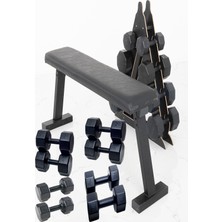 Feyza Design Çift Dambıl Seti ve Katlanabilir Ağırlık Sehpası ile Ev Sporları