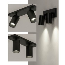 Riolight Modern1 Siyah1 Mutfak1,giyinme Odası1,cafeler1 Için Gün Işiğı Metal 2li Spot(Ampul Dahil)