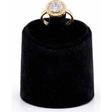 Pangu Yuvarlak Taşlı Altın Renk Çelik Yüzük