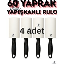 Romingo Tüy Toplayıcı Rulo 4 Adet Yapışkanlı Rulo 60 Yaprak Rulo Kedi Tüy Toplama Köpek Tüy Toplama